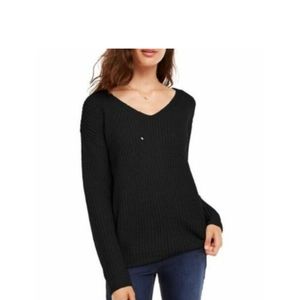 Black Knit Sweater With Lace Up Back! NWT!
